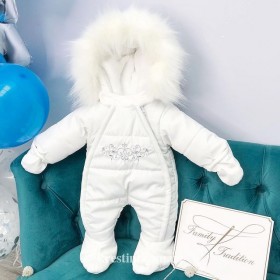 Утеплённый зимний комбинезон с серебристой вышивкой